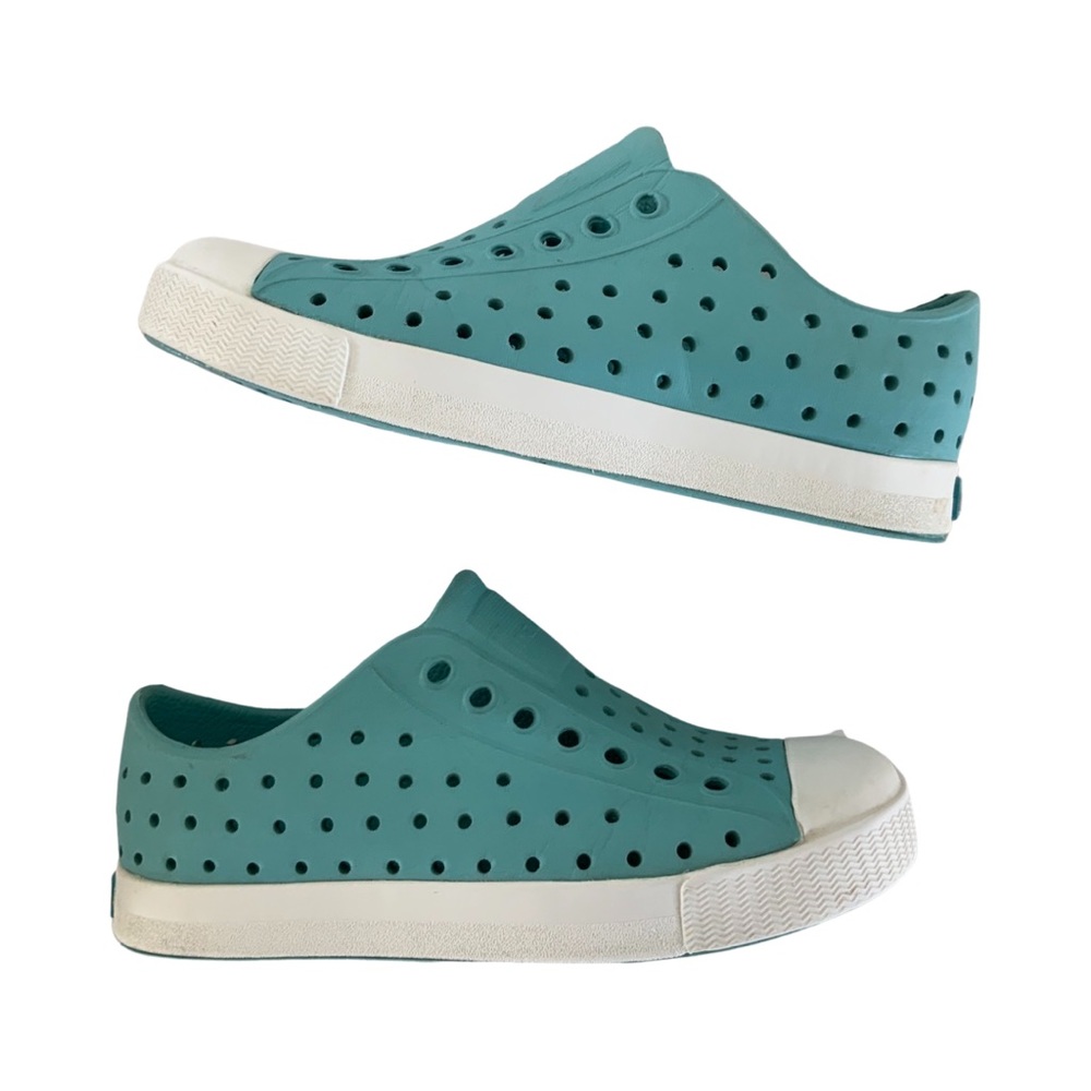 Native Jefferson Slip-On Sneakers in Teal and White